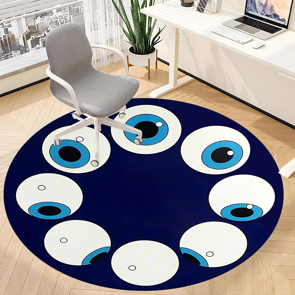 1pc Eyes Circle Office Round Area Rug, Under Office Chairs Bedroom Living Room Home Decor, Room Deco, Available In Various Sizes