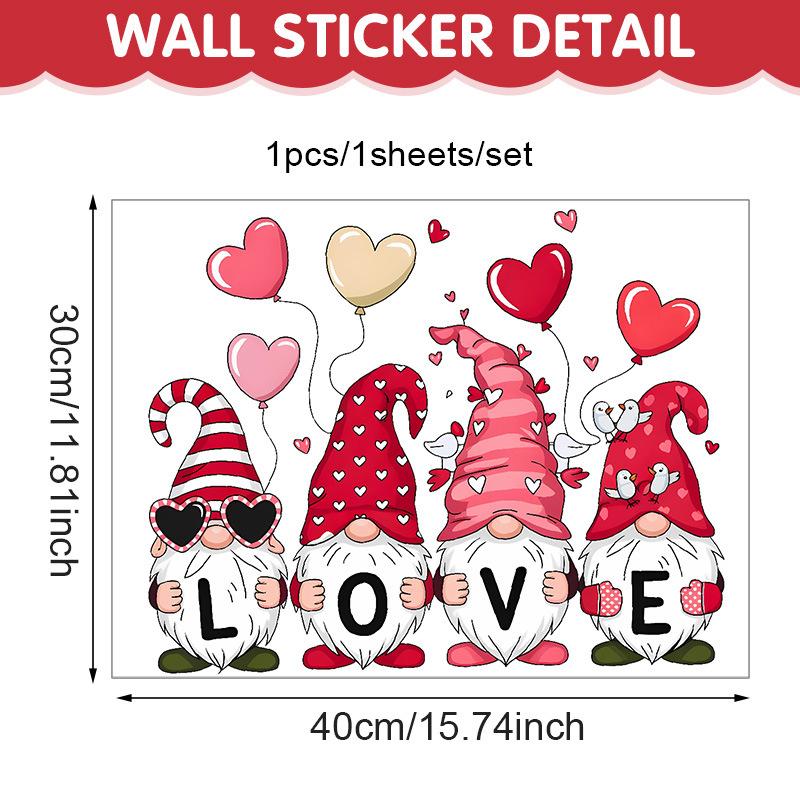 1pc Valentine s Day Retro Love Cupid Dwarf Wall Stickers Red Valentine s Day Party Decorative Cartoon Atmosphere Window Sticker 30X40CM