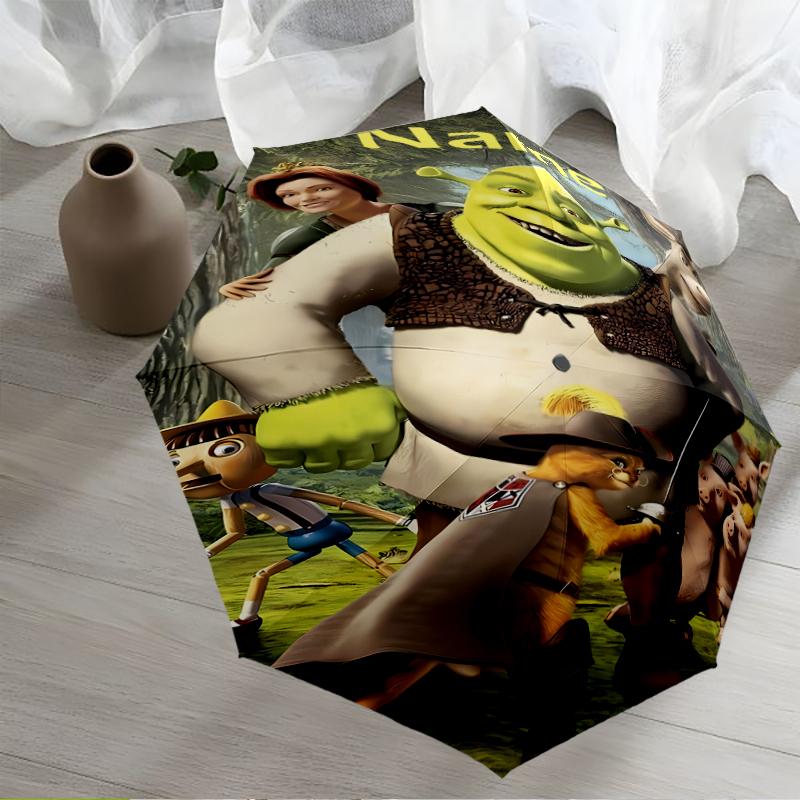 Custom Name Shrek Theme Automatic Umbrella, Lightweight & Portable, 8 Rib, Perfect for Outdoor Travel, Birthdays, Christmas, Gifts.