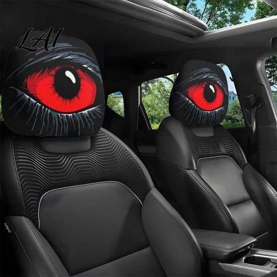 Humorous Car Seat Protectors Scary Ghost Face Headrest Covers Funny Expression Auto Spooky Cartoon Decoration for SUV Truck Elastic Vehicle Interior