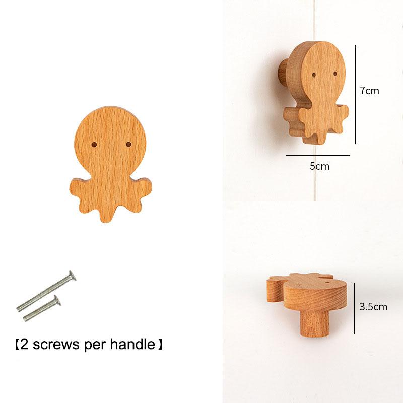 

Ручка для дверцы шкафа, детская комната, креативный милый динозавр, уникальные деревянные ручки для ящика в виде животных, декоративный ящик для спальни Octopus