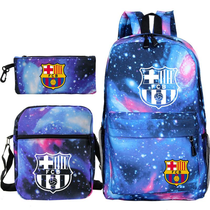 Student Backpack Set of 3 Star Player Print Oxford Cloth Bookbag Shoulder Bag Pencil Case Combo Large Capacity School Bag Gift for Teens