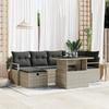 7-piece Garden Sofa Set with Light Grey Cushions Poly Rattan, 2-seater Garden Sofa with Storage 3361131