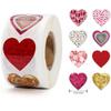 500Pcsroll Glitter Heart-Shaped Stickers For School Teacher Reward Sticker Party Gift Decor Business Labels Stationery Stickers
