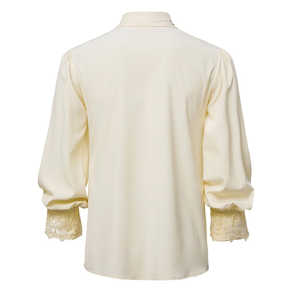 Herren Langarm Vintage Steampunk Rüschen Revers Hemd Halloween Kostüm