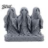 Unique Creative Gift 3D Printed Ghost Figurine  See Hear Speak No Evil Gothic Collectible Statuette Statue  Halloween Desktop Ornament for Home