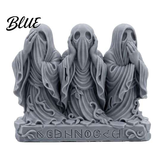 Unique Creative Gift 3D Printed Ghost Figurine  See Hear Speak No Evil Gothic Collectible Statuette Statue  Halloween Desktop Ornament for Home