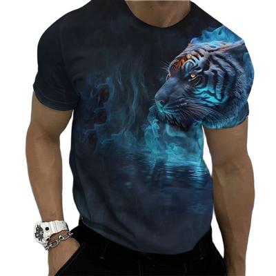 Καλοκαιρινά μπλουζάκια Ανδρικά Animal Tiger 3d Print Μόδα κοντομάνικα μπλουζάκια Micro Elastic Sport Fitness T-shirt για ανδρικά ρούχα