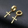 1 Pair Punk Stainless Steel Cross Stars Pendant Ear Clip No Piercing Earrings For Women Hiphop Fashion No ear hole Men Jewelry