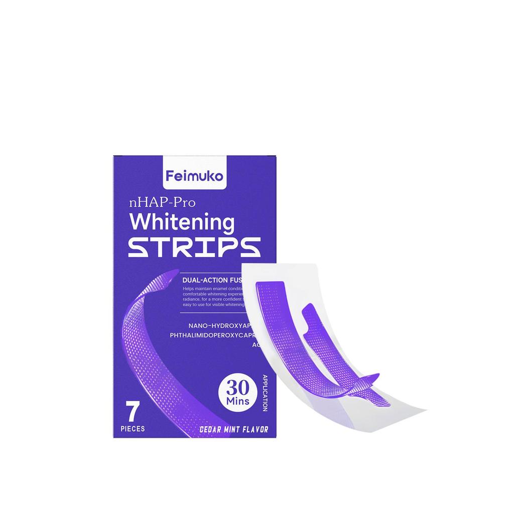 Feimuko Shiny Purple Teeth Whitening Strips - Gentle Daily Surface Clean & Fresh Shine