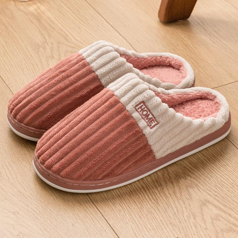 Cotton Slippers Men's Autumn and Winter New Couple Indoor Home Non-slip Warm Plush Slippers Women's Winter