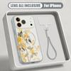 INS Sunflower Print Hand Strap Case For iPhone 17 Pro Max Hybrid TPU+PC Magnetic For Magsafe Matte Cover For iPhone 16 15 14 13 Pro Max
