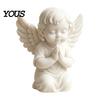 Wings Angel Sculpture 3D Printed Kneeling Figurine, Praying Cherub Desktop Statue, Ornament for Home Office Indoor Outdoor Garden Decor Figurine