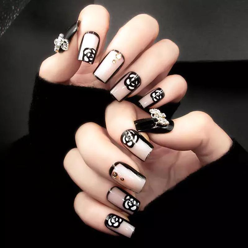 

Cross-Border Camellia Punk Removable False Nail Stickers