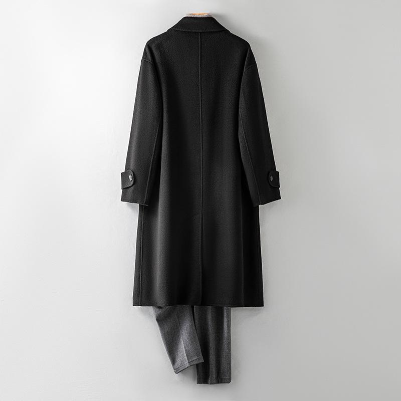 Autumn and Winter 100% Wool Coat Men's Long Over-the-knee Cashmere Coat Double-breasted Casual Woolen Coat New Style