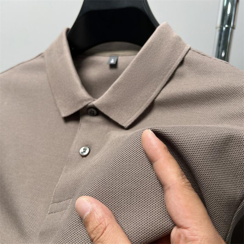 Poloskjorte herre T-skjorte Kortermet sommer Ensfarget Business Casual Lapel Mercerized Cotton Halvermet T-skjorte for menn for menn