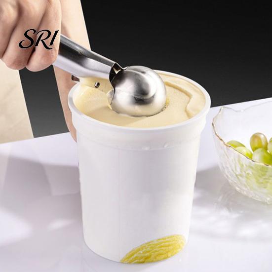 Fruit Scooper Ice Cream Scoop, Stainless Steel with Trigger Non-Slip Handle, Dessert Tool Heavy Duty Metal Scoop for Balls Spoon