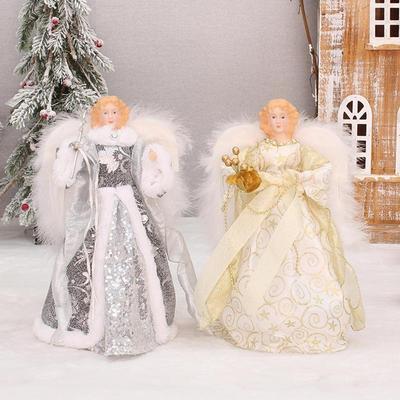 Angel Christmas Tree Topper Delicate Elegant Christmas Angel Topper With White Feather Wings 7.08in Angel Treetop Figurine