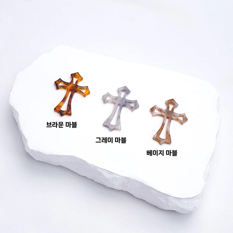Acrylic marble pattern cross pendant accessory