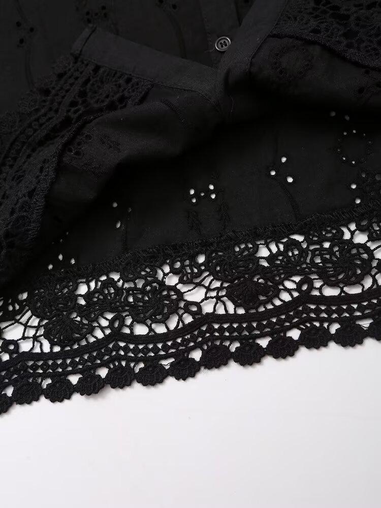 2024 Autumn Women's Fashion: European & American Style Embroidered Long Sleeve Shirt