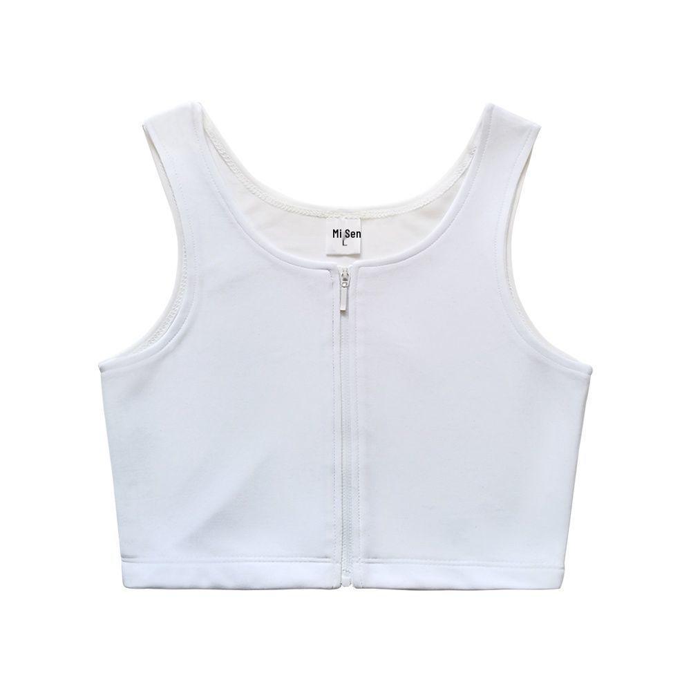 Ice Silk Chest Sculpting Vest for Women - Zipper Binder with Bust Reduction & Body Shaping Features