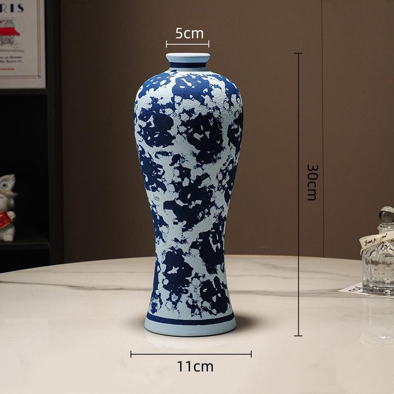 Blue and White Porcelain Vase Retro Chinese-style Ceramic Vase Flowerpot Floral Arrangement Terrarium Home Decoration