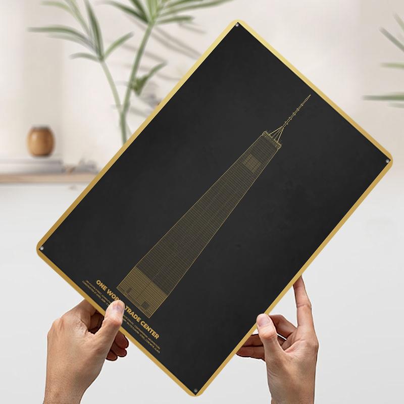 

One World Trade Center Poster Customized Wall Art Vintage Metal Signs Retro Tin Plaque for Man Cave Decoration Room Wand Deko 7.9x11.8In(20x30cm)
