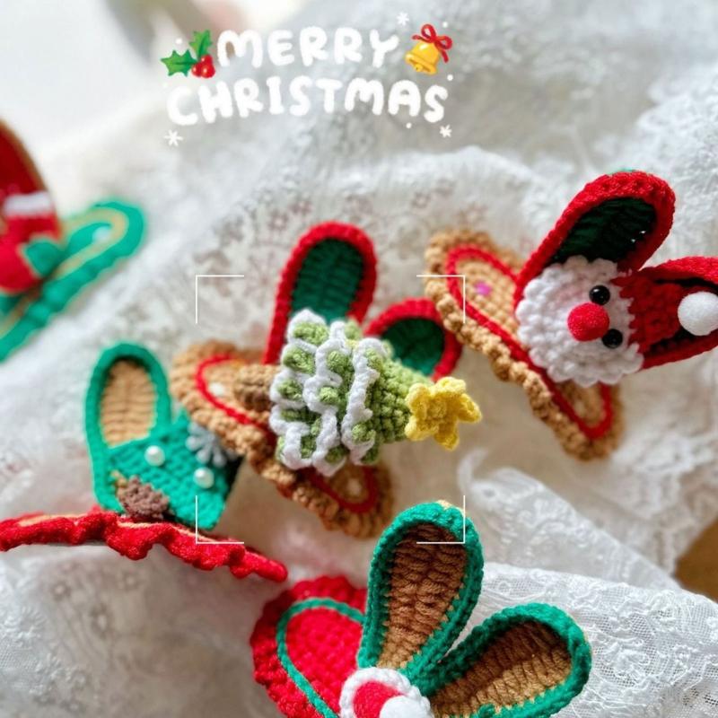 Stylish Christmas Hair Clip Eye Catching Design Hair Clip Hairpin Festive Knitted Hair Accessory for Children Christmas