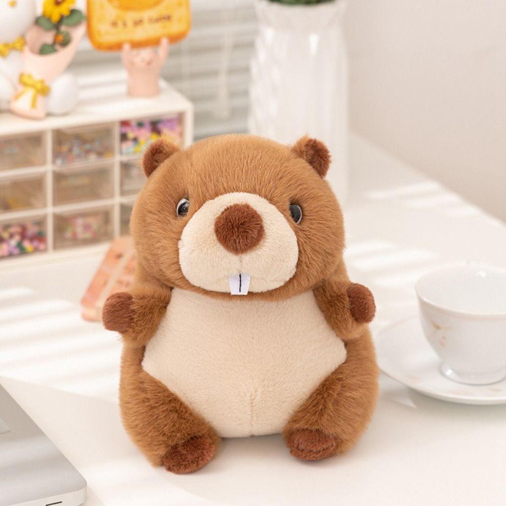 Simulation Stuffed Cartoon Groundhog Doll PP Cotton Chubby Marmot Stuffed Toy  Decoration Gifts