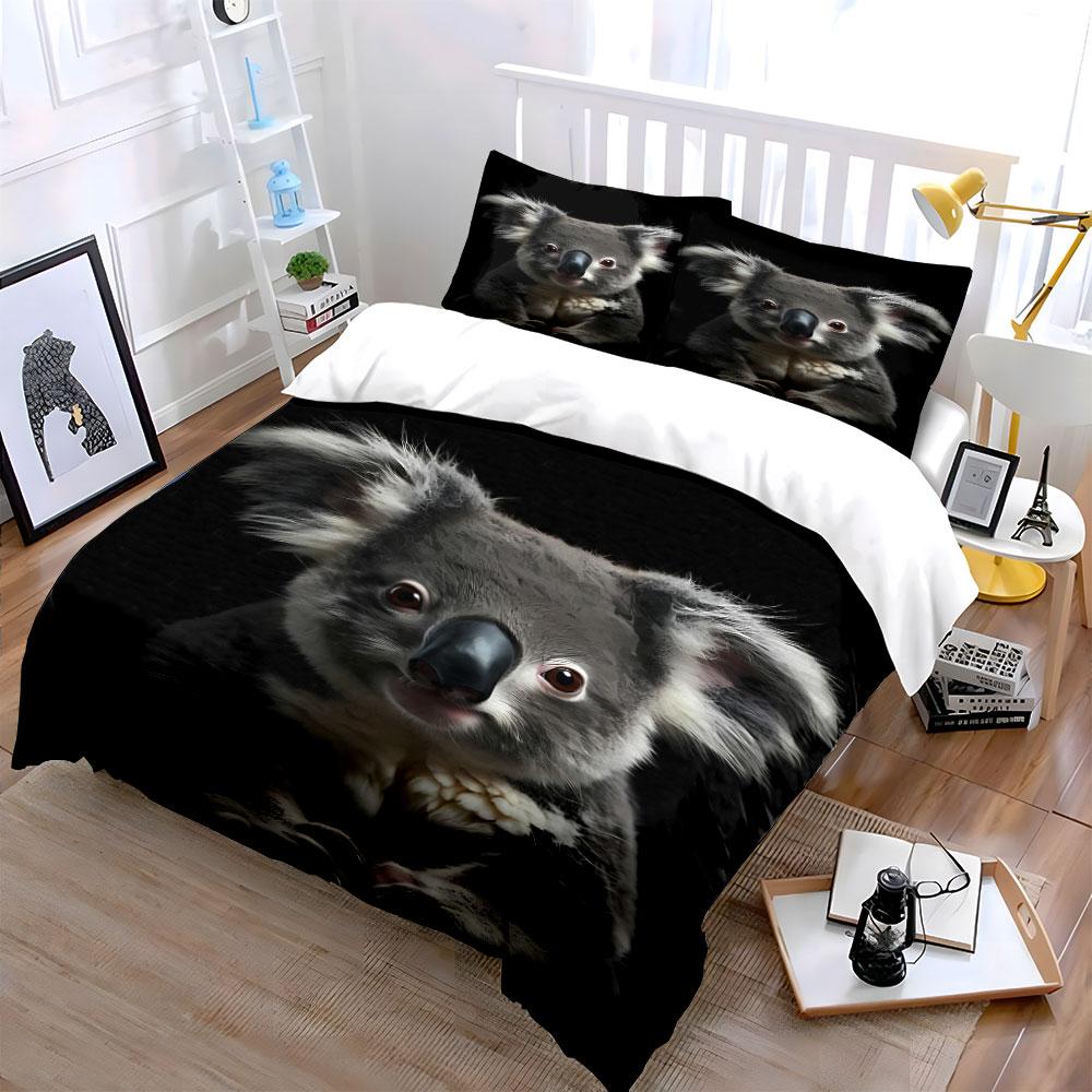 Koala Face Print Pattern. Bedding Sets Duvet Cover Sets Duvet Covers Pillowcases(1* Duvet Cover 2* Pillowcases Without Duvet Insert)
