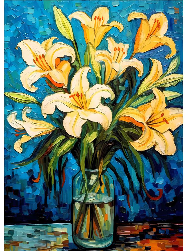 Impressionist Vincent Van Gogh Bouquet Sunflowers In Vase Poster Canvas Painting Abstract Roses Wall Art Room Home Decoration