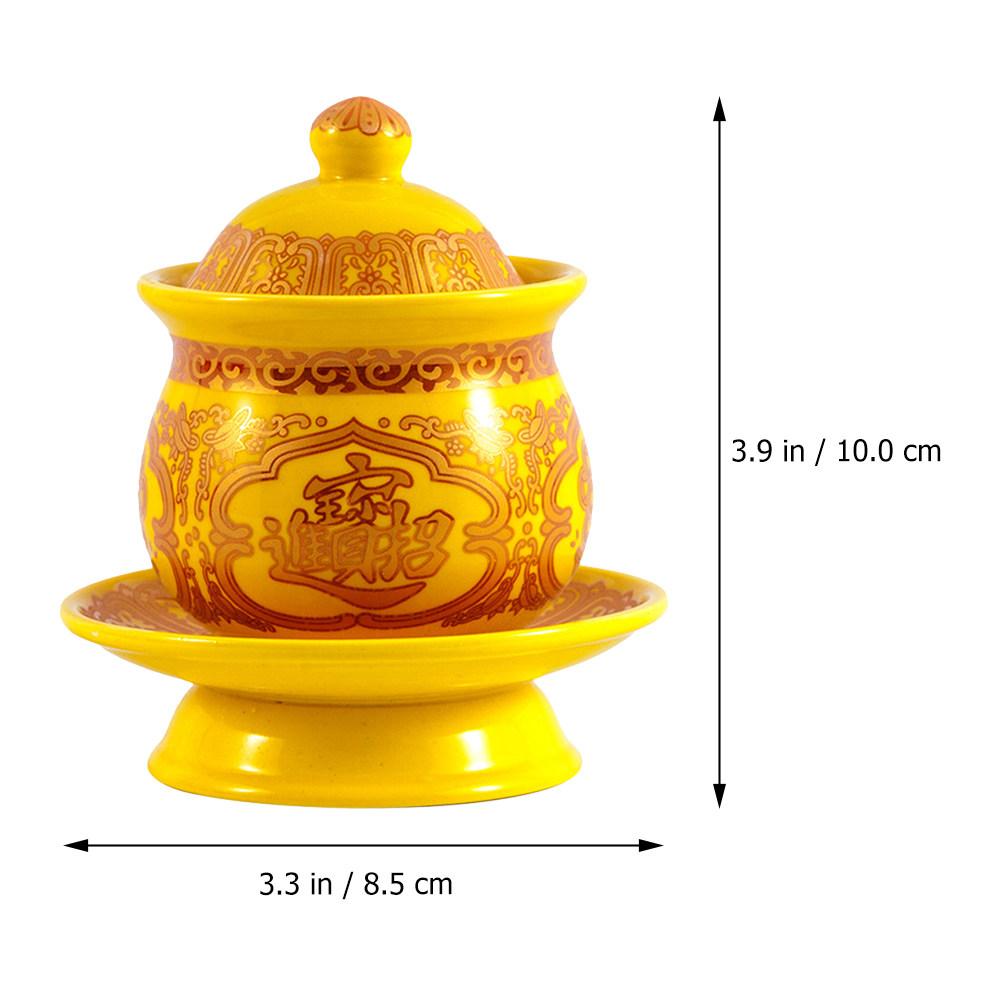 

Guanyin Water Supply Cup Ceramic Lotus Holy Offering Mug for Feng Shui Zen Temple Tea Room Home Decoration Buddhist Art China Mainland