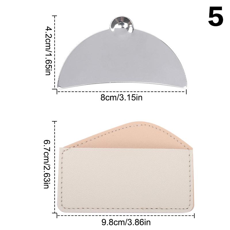 Stainless Steel Guasha Scraper With Pu Leather Bag Metal Spatula Facial Massager Beauty Facial Skin Care Tools Guasha Board