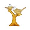 2 Birds Sitting On Tree Branch Figurine Home Decoration Showpiece Chidiya Statue for Home Decor Item Sparrow Pair Showpiece (Golden)