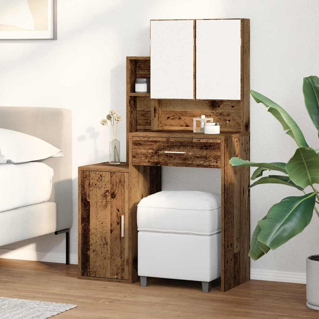 Vintage style Makeup Table with Shelf 80 x 35 x 132 cm Engineered Wood