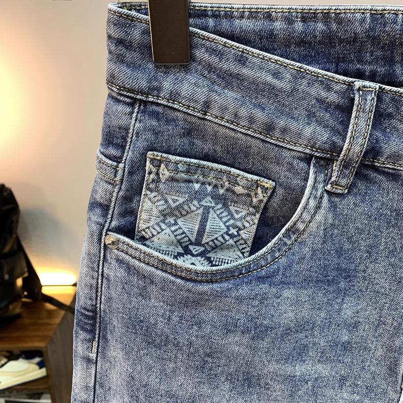 Men's 2024 Summer Washed Denim Printed Loose Mid-Length Fashion Shorts