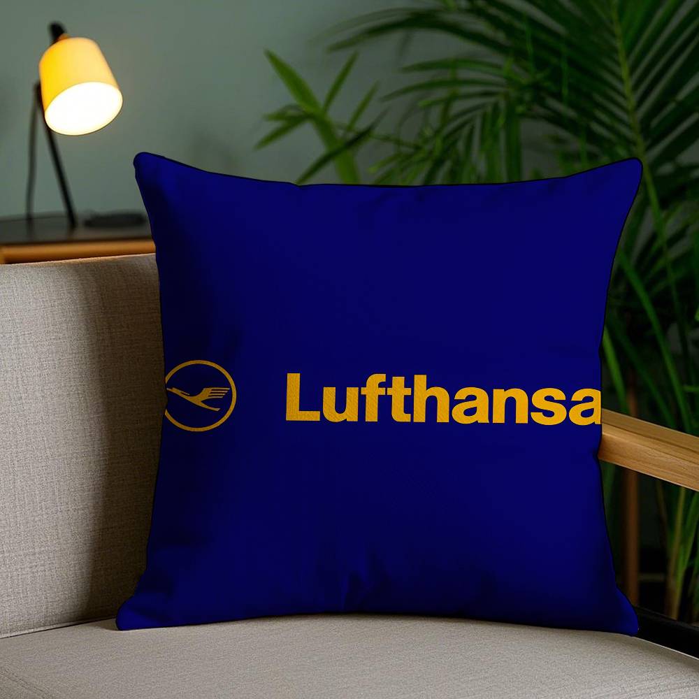 Pillow Case L-Lufthansa German Airlines Sofa Short Plush Double-sided HD Printing Room Home Office Gift Cushion Cover