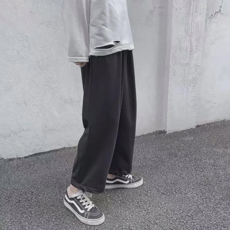 "Trendy Gray Boys' Autumn Casual Nine-Point Sweatpants"