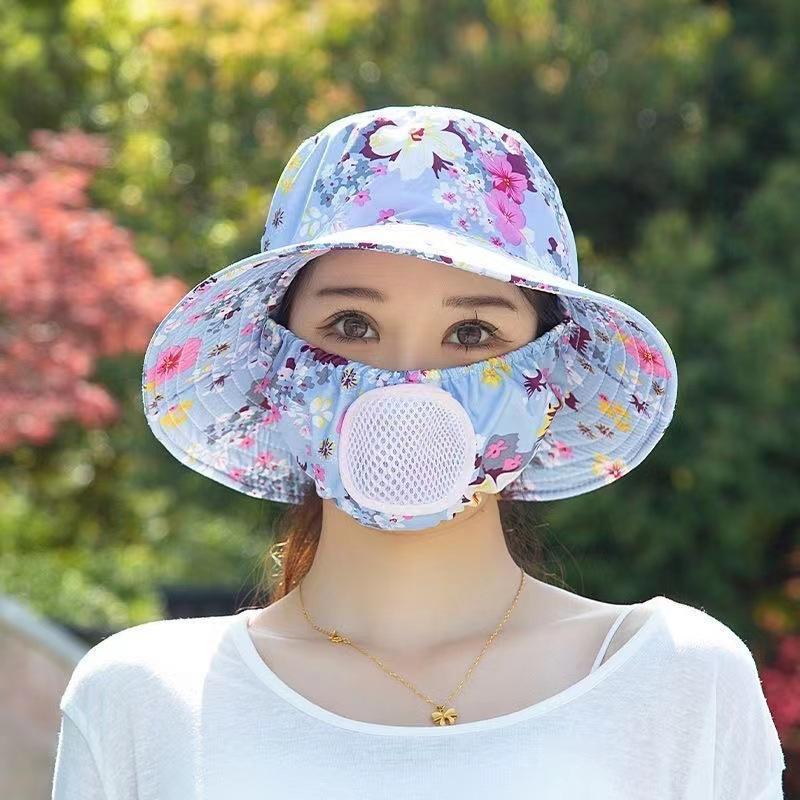 Chapeau de soleil d'été chapeau seau chapeau avec masque intégré protection solaire d'été chapeau de soleil protection solaire extérieure chapeau pour le visage