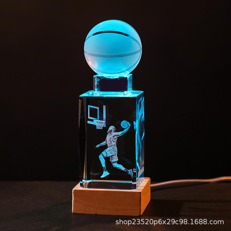 Crystal Engraved Kobe Basketball Star Luminous Night Light
