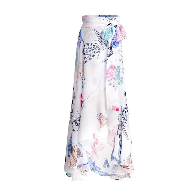 

Юбка миди в европейском и американском стиле для отпуска с завязками - Пляжное платье 22067285 Extra Large белый