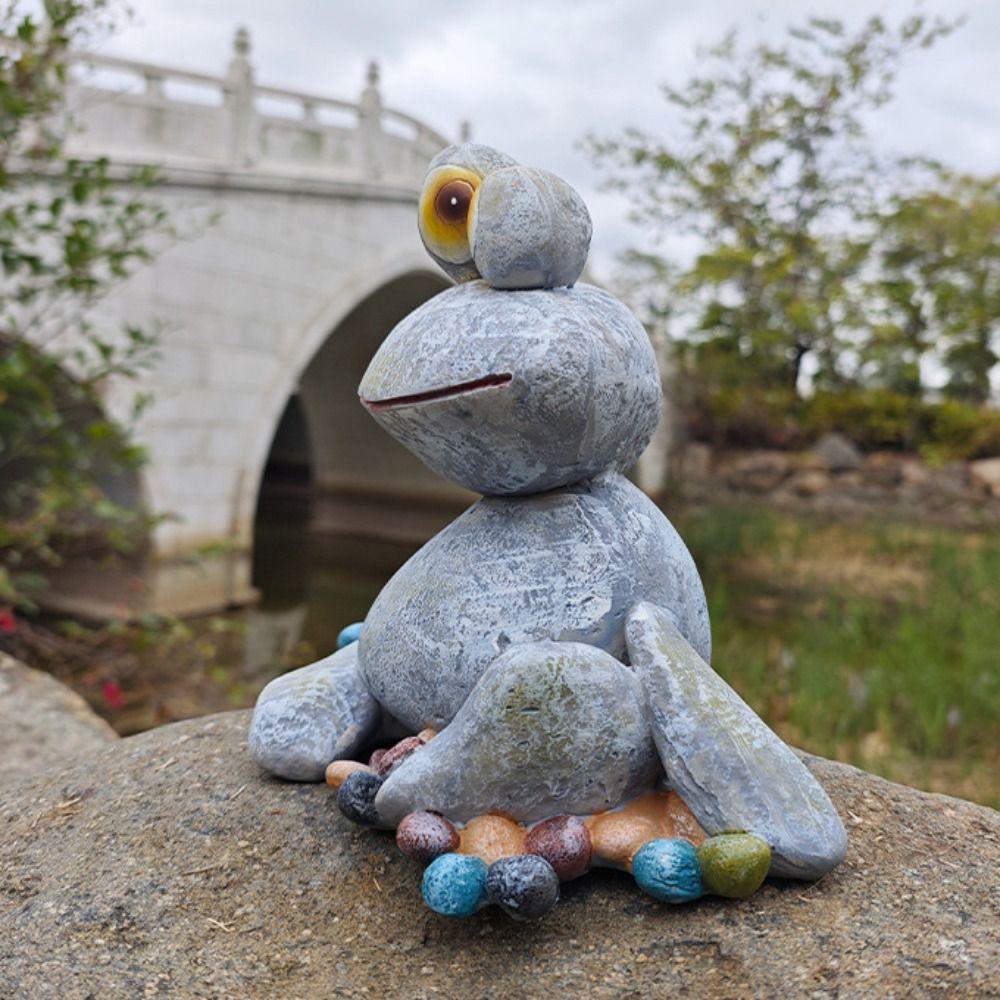 Cartoon Frog Statue Cute Garden Ornament Garden Decoration Animal Sculpture Children
