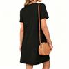 Women's Summer Casual V Neck Beach Dress Short Sleeve Loose Fit Vacation Tunic Lightweight Comfortable Fabric