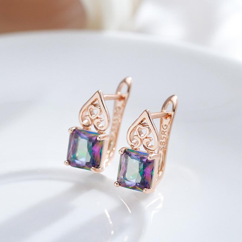Square Natural Zircon Drop Earrings For Women For Women Fashion Gold Color Luxury Holiday Party Daily Jewelry