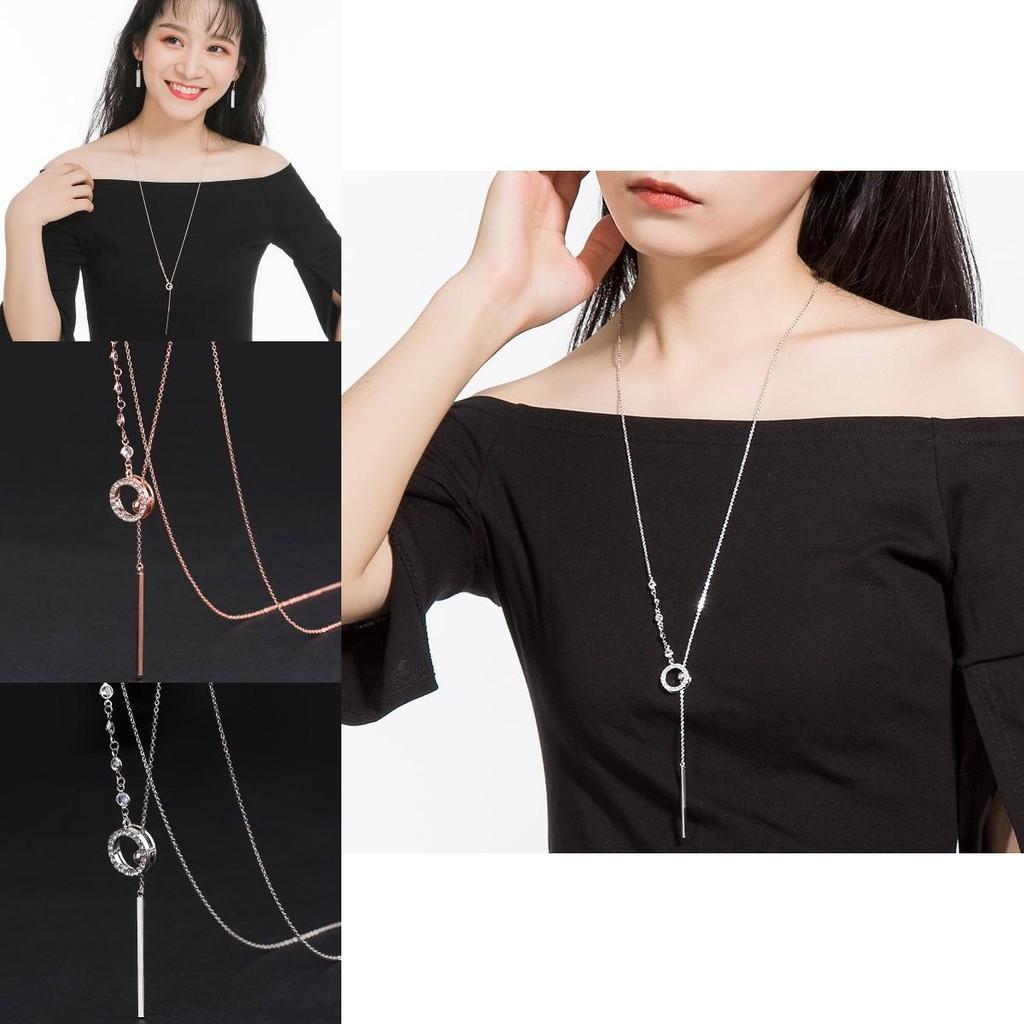 Geometric Elegant Long Sweater Chain For Women Stylish Versatile Accessory In White Gold And Gold Rose