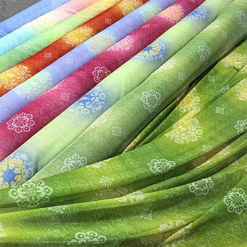 Ancient Flower Print Tulle Chiffon Fabric For DIY Hanfu Stage Dance Dress Costume Sewing Designer Fabric Decor Crafts 100x150cm