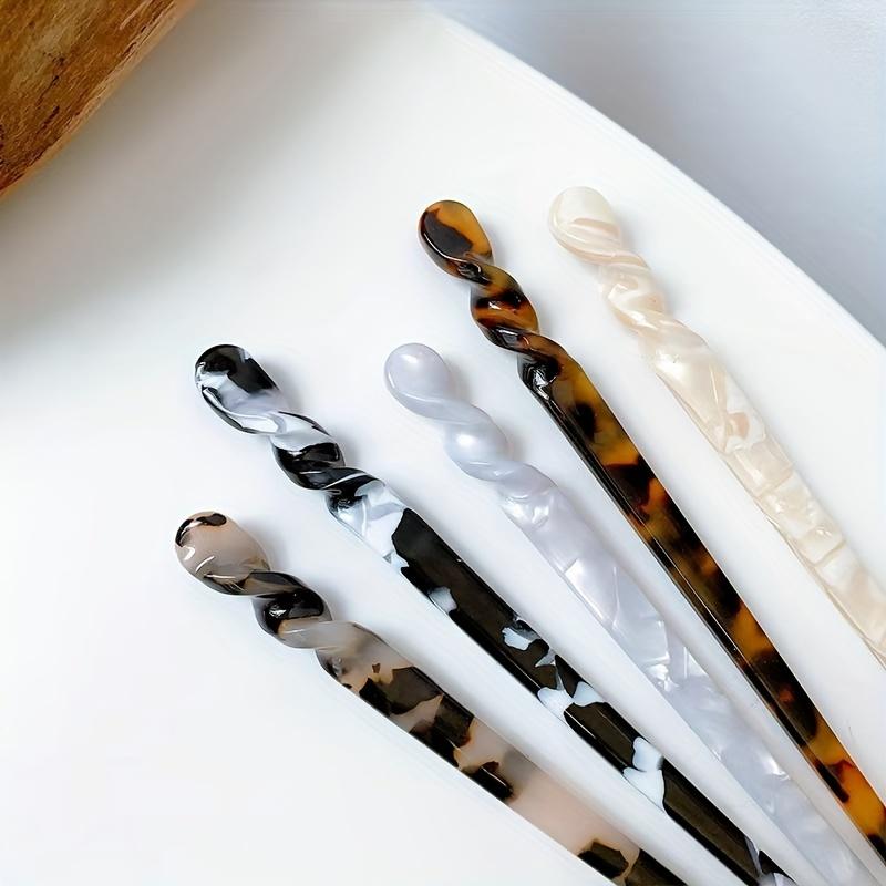 Koreanischer Stil Minimalistisch Vielseitig Tägliche Nutzung Schildpatt-Muster Tuschemalerei Blume Haarnadel Haaraccessoire