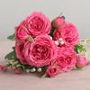 Beautiful Rose Peony Artificial Silk Flowers Small White Bouquet Vases for Home Party Winter Wedding Decoration Cheap Fake Plant