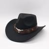 Minority Style Jazz Hat Amazon Cross-Border New Western Bull Head Cowboy Hat European And American Woolen Top Hat Big Brim