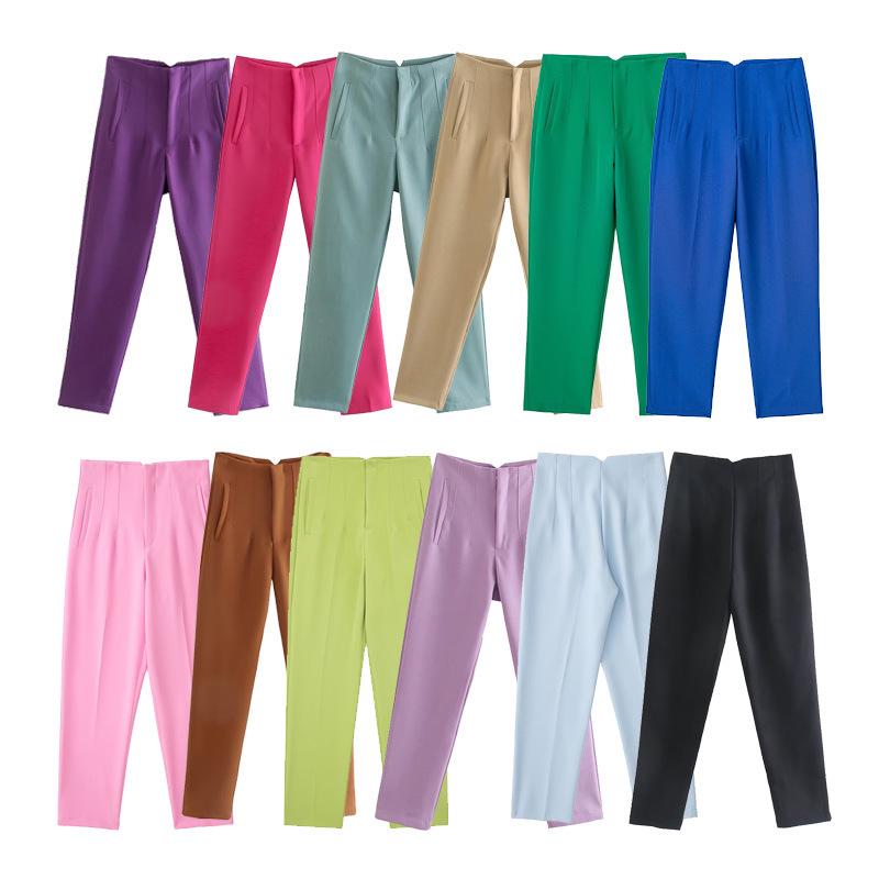 Women's Slim Fit Ruched Straight-Leg Formal Pants